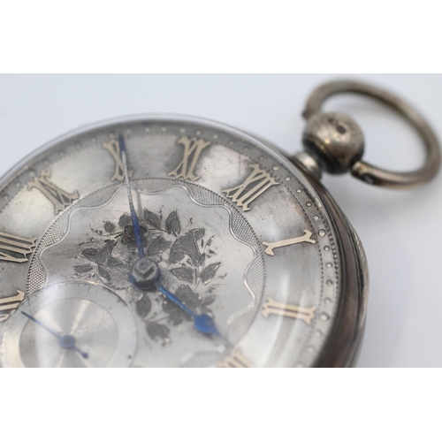 391 - Sterling Silver Gents Antique Fusee Pocket Watch Key-wind WORKING