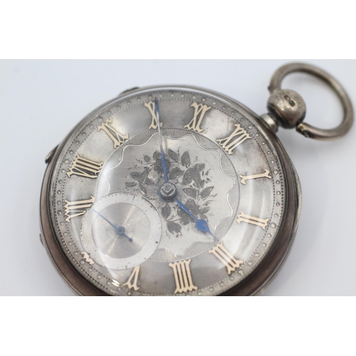 391 - Sterling Silver Gents Antique Fusee Pocket Watch Key-wind WORKING