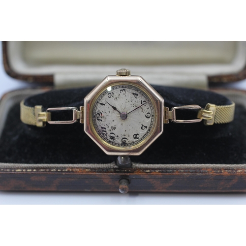 392 - ROLEX 9ct Gold Cased Ladies Antique WRISTWATCH Hand-Wind WORKING