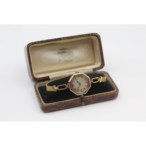 392 - ROLEX 9ct Gold Cased Ladies Antique WRISTWATCH Hand-Wind WORKING