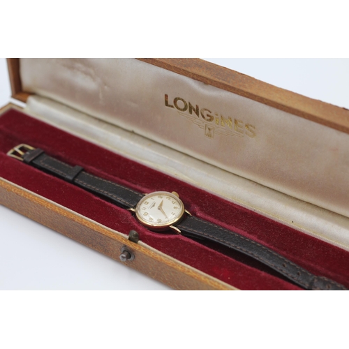 393 - LONGINES 9ct Gold Cased Ladies Vintage WRISTWATCH Hand-Wind WORKING Boxed