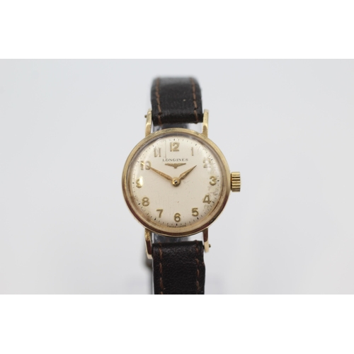 393 - LONGINES 9ct Gold Cased Ladies Vintage WRISTWATCH Hand-Wind WORKING Boxed