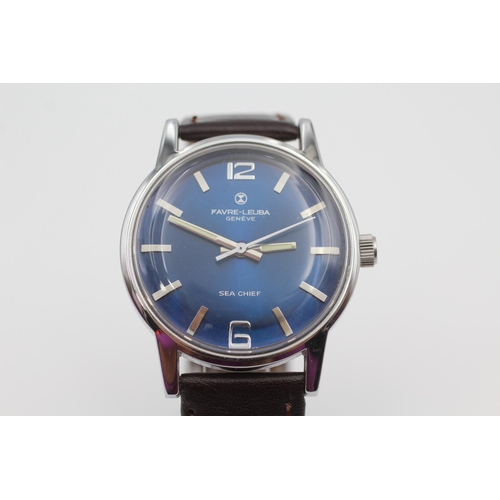 399 - FAVRE-LEUBA SEA CHIEF Blue Dial Gents WRISTWATCH Hand-Wind WORKING