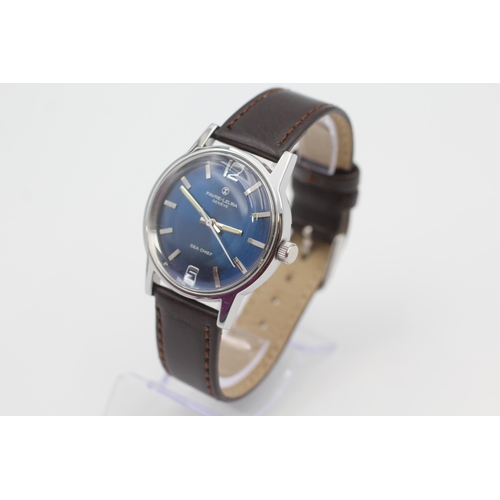 399 - FAVRE-LEUBA SEA CHIEF Blue Dial Gents WRISTWATCH Hand-Wind WORKING