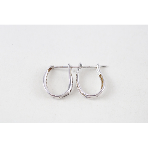 4 - 9ct white gold diamond hoop earrings (2.1g)