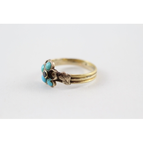 58 - 18ct gold turquoise set in 9ct gold ring (as seen) (2.2g) Size  L + L