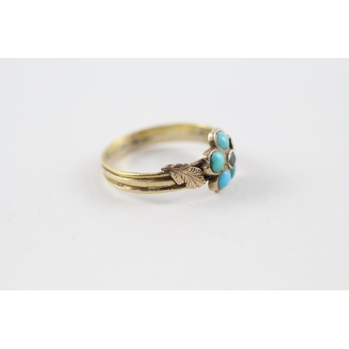 58 - 18ct gold turquoise set in 9ct gold ring (as seen) (2.2g) Size  L + L