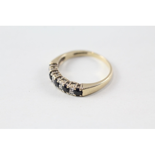 63 - 9ct gold sapphire & diamond half eternity ring (2.3g) Size  O