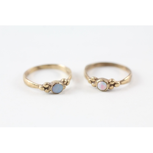 2x 9ct gold opal rings (3g) Size  J 1/2 + J 1/2