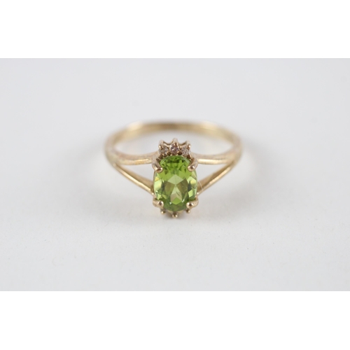 89 - 9ct gold peridot & diamond dress ring (2.4g) Size  N