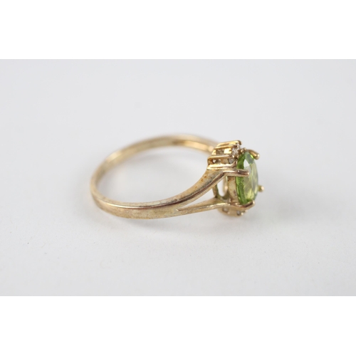 89 - 9ct gold peridot & diamond dress ring (2.4g) Size  N