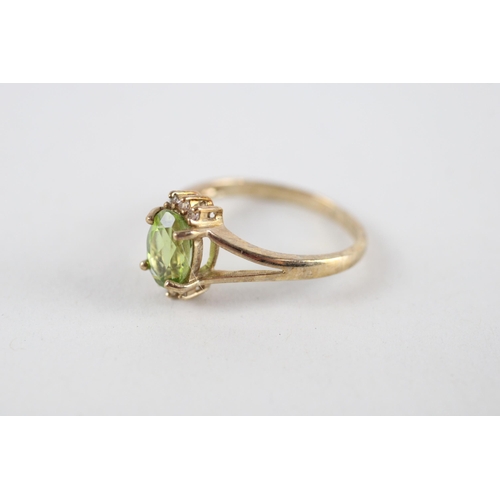 89 - 9ct gold peridot & diamond dress ring (2.4g) Size  N