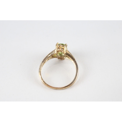 89 - 9ct gold peridot & diamond dress ring (2.4g) Size  N