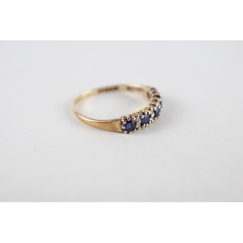 20 - 9ct gold sapphire & diamond half eternity ring (1.2g) Size  J