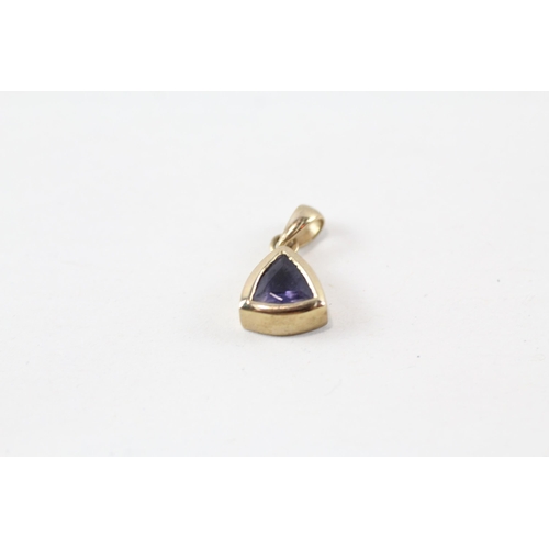 55 - 3x 9ct gold opal, iolite, amethyst & diamond pendants (2.6g)