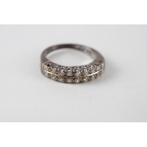 9ct gold diamond double row band ring (3.9g) Size  N