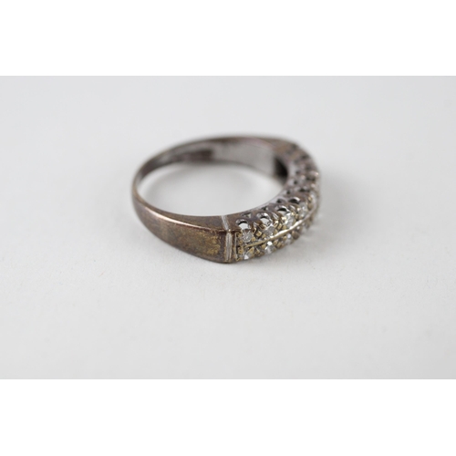 61 - 9ct gold diamond double row band ring (3.9g) Size  N