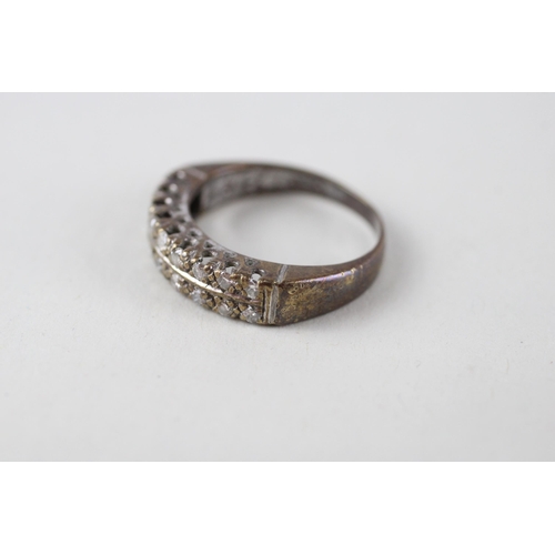 61 - 9ct gold diamond double row band ring (3.9g) Size  N