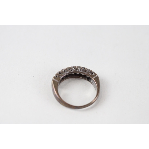 61 - 9ct gold diamond double row band ring (3.9g) Size  N