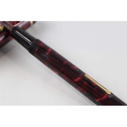 383 - Vintage CONWAY STEWART 14 Burgundy Fountain Pen w/ 14ct Gold Nib WRITING