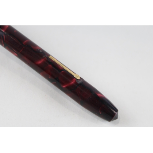 383 - Vintage CONWAY STEWART 14 Burgundy Fountain Pen w/ 14ct Gold Nib WRITING