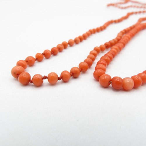 36 - 2x 9ct gold coral necklaces (14.2g)