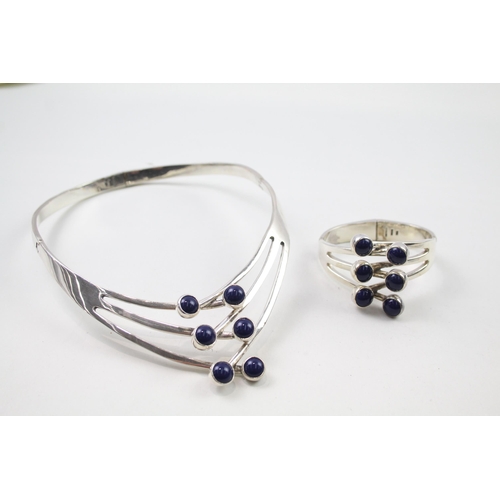 A statement Mexico silver Torque necklace and cuff bracelet set