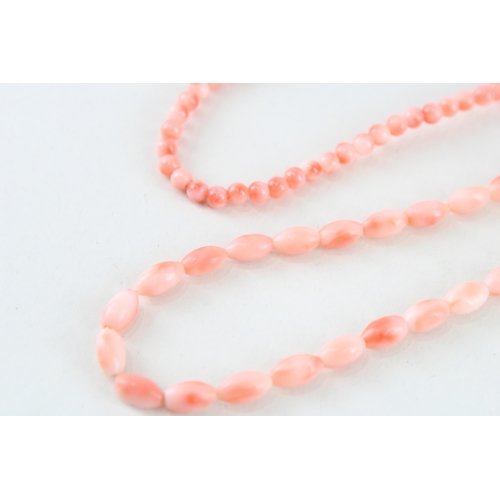 77 - 2 x 9ct gold clasp coral necklaces (24.5g)