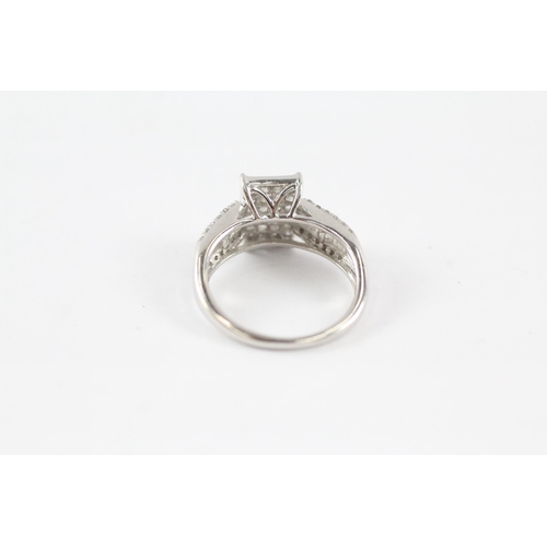 89 - 9ct white gold vari-cut diamond dress ring (3.6g) Size  O