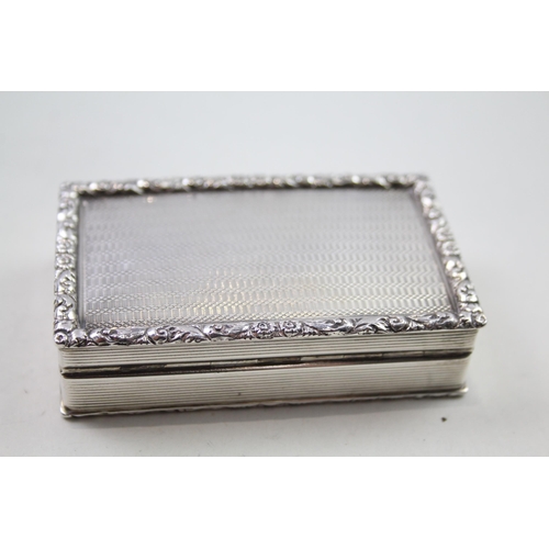 362 - Vintage Art Deco 1928 Birmingham Sterling Silver Engine Turned Snuff Box (123g)
