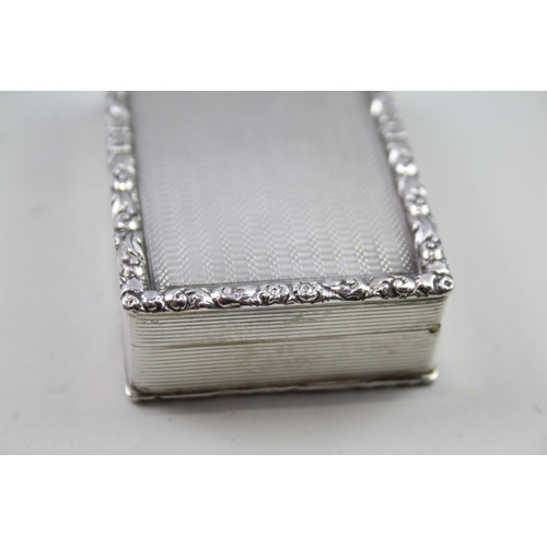 362 - Vintage Art Deco 1928 Birmingham Sterling Silver Engine Turned Snuff Box (123g)