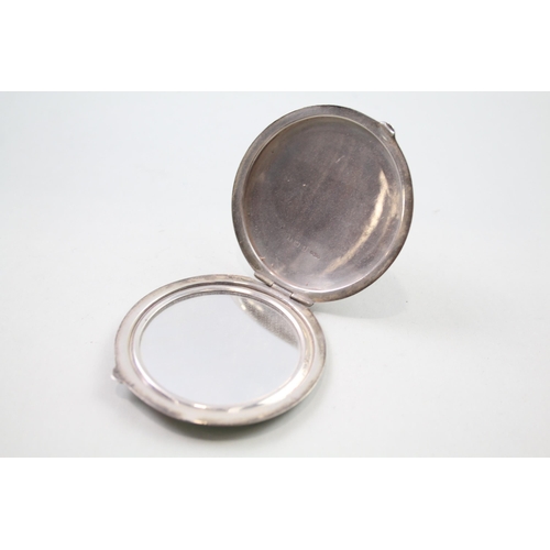 398 - Vintage 1945 Birmingham STERLING SILVER Ladies Vanity Compact w/ Enamel (67g)