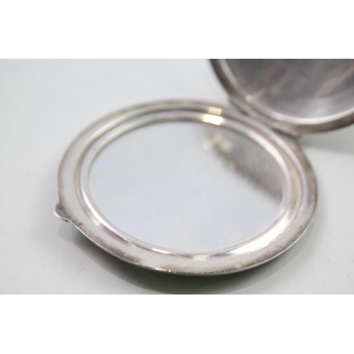 398 - Vintage 1945 Birmingham STERLING SILVER Ladies Vanity Compact w/ Enamel (67g)