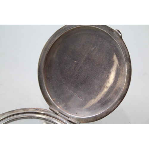 398 - Vintage 1945 Birmingham STERLING SILVER Ladies Vanity Compact w/ Enamel (67g)