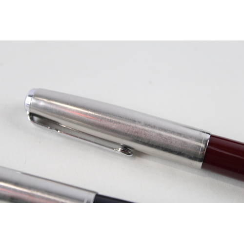 482 - 2 x Vintage PARKER 51 Fountain Pens w/ 14ct Gold Nibs WRITING Inc Black Etc