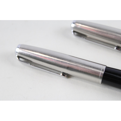 482 - 2 x Vintage PARKER 51 Fountain Pens w/ 14ct Gold Nibs WRITING Inc Black Etc