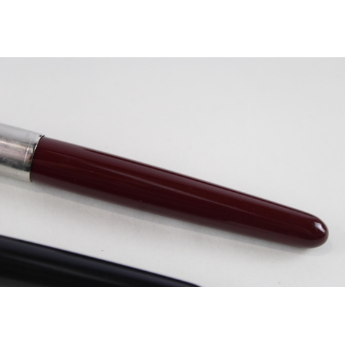 482 - 2 x Vintage PARKER 51 Fountain Pens w/ 14ct Gold Nibs WRITING Inc Black Etc