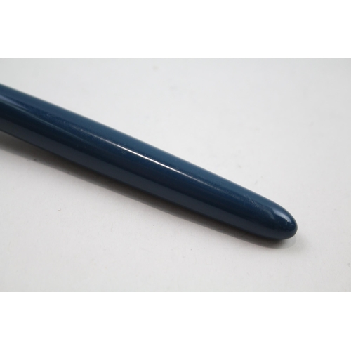 483 - Vintage PARKER 51 Teal Fountain Pen w/ 14ct Gold Nib, Gold Plate Cap WRITING