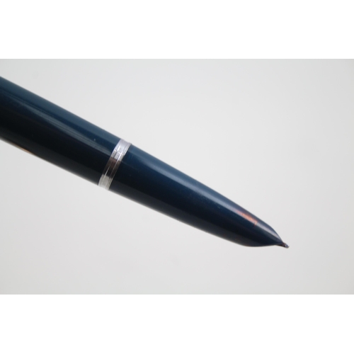 483 - Vintage PARKER 51 Teal Fountain Pen w/ 14ct Gold Nib, Gold Plate Cap WRITING