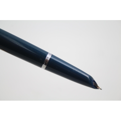 483 - Vintage PARKER 51 Teal Fountain Pen w/ 14ct Gold Nib, Gold Plate Cap WRITING