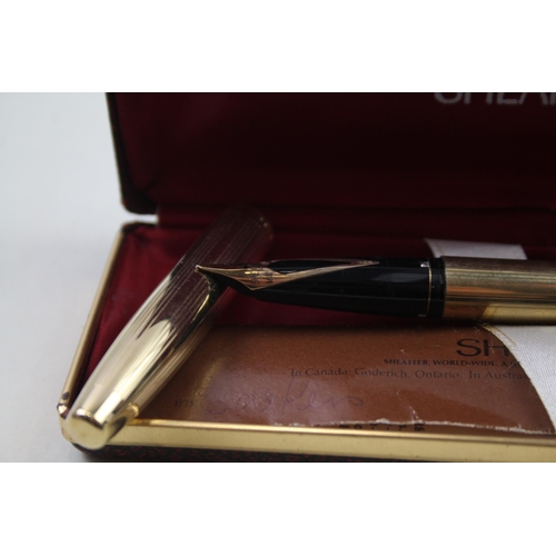 486 - Vintage SHEAFFER Imperial Gold Plated Fountain Pen w/ 14ct Gold Nib WRITING Box