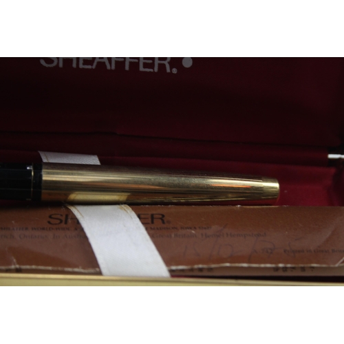 486 - Vintage SHEAFFER Imperial Gold Plated Fountain Pen w/ 14ct Gold Nib WRITING Box
