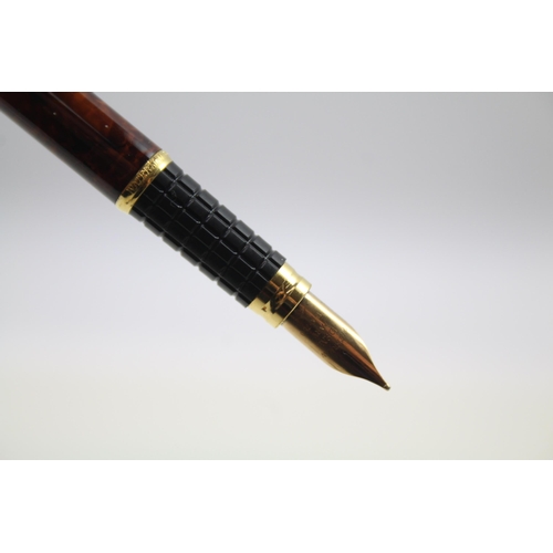 491 - Vintage WATERMAN Ideal Brown Lacquer Fountain Pen w/ 18ct Gold Nib WRITING Boxed