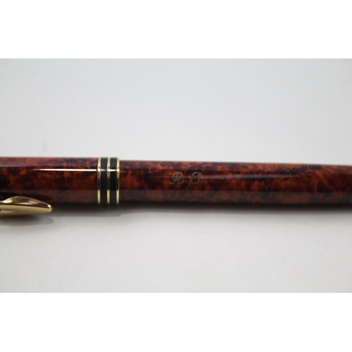 491 - Vintage WATERMAN Ideal Brown Lacquer Fountain Pen w/ 18ct Gold Nib WRITING Boxed