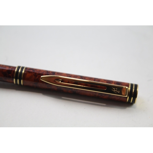 491 - Vintage WATERMAN Ideal Brown Lacquer Fountain Pen w/ 18ct Gold Nib WRITING Boxed