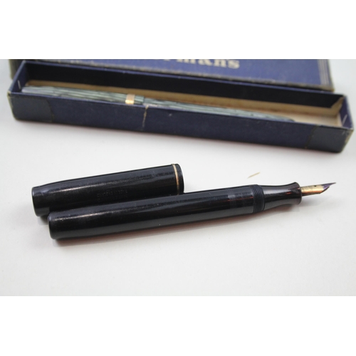 492 - 2 x Vintage WATERMAN Fountain Pens w/ 14ct Gold Nibs WRITING Inc Ideal, Boxed