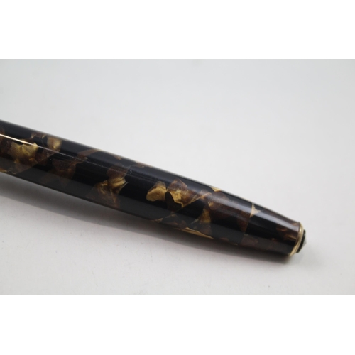 498 - Vintage PARKER Duofold Brown FOUNTAIN PEN w/ 14ct Gold Nib WRITING