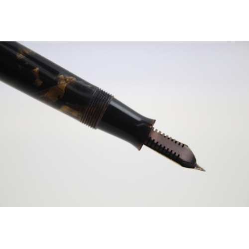 498 - Vintage PARKER Duofold Brown FOUNTAIN PEN w/ 14ct Gold Nib WRITING