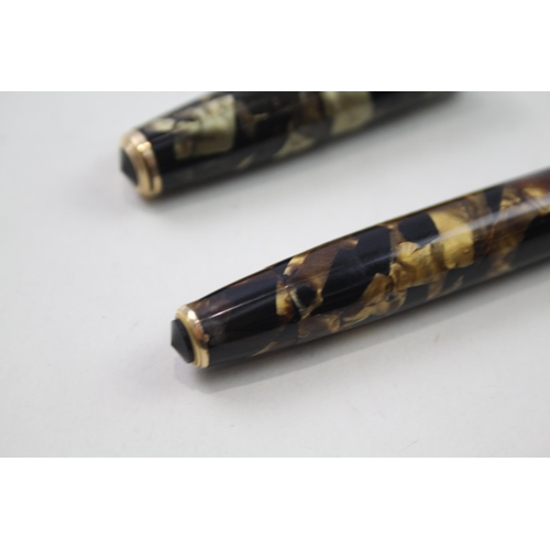 498 - Vintage PARKER Duofold Brown FOUNTAIN PEN w/ 14ct Gold Nib WRITING