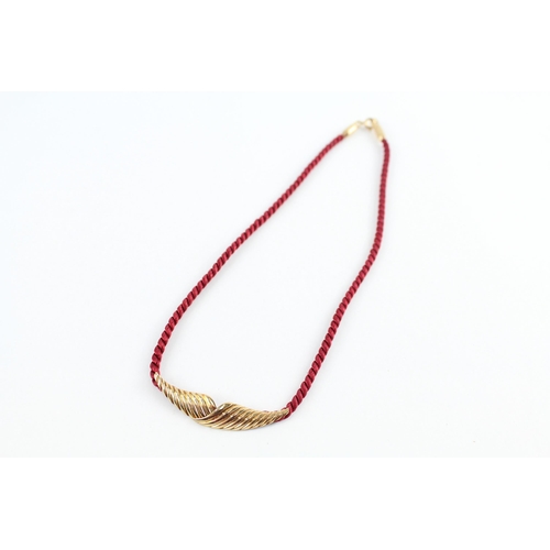 100 - 9ct gold & red rope necklace (3.6g)